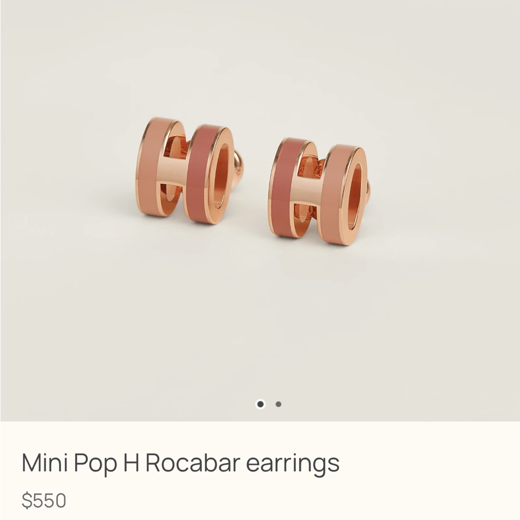 Hermes Mini Pop H Rocabar Earrings In Rose Gold